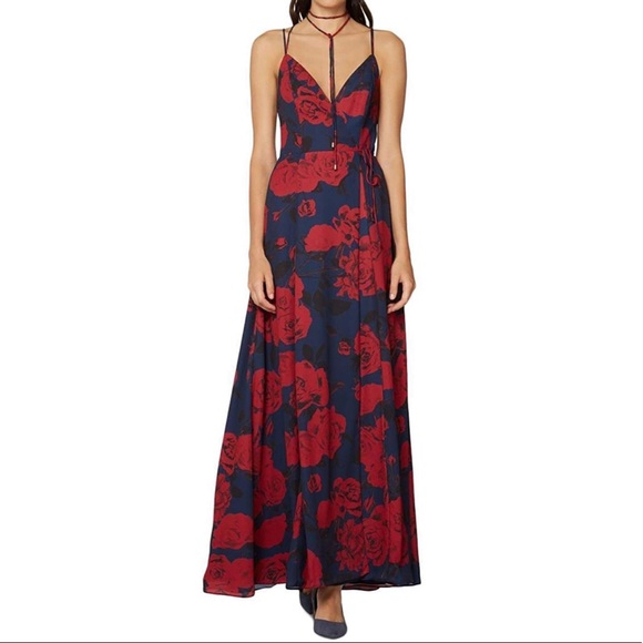 Free People Dresses & Skirts - Tainted Roses Floral Wrap Front Slit Maxi Dress